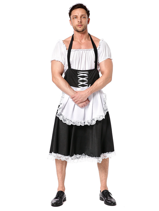 French Maid Costume for Men Sling Sexy Male Uniform Role Play Costume